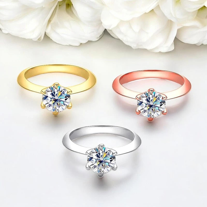 3Ct Sparkling Moissanite Diamond Ring - Sterling Silver - Ornalux