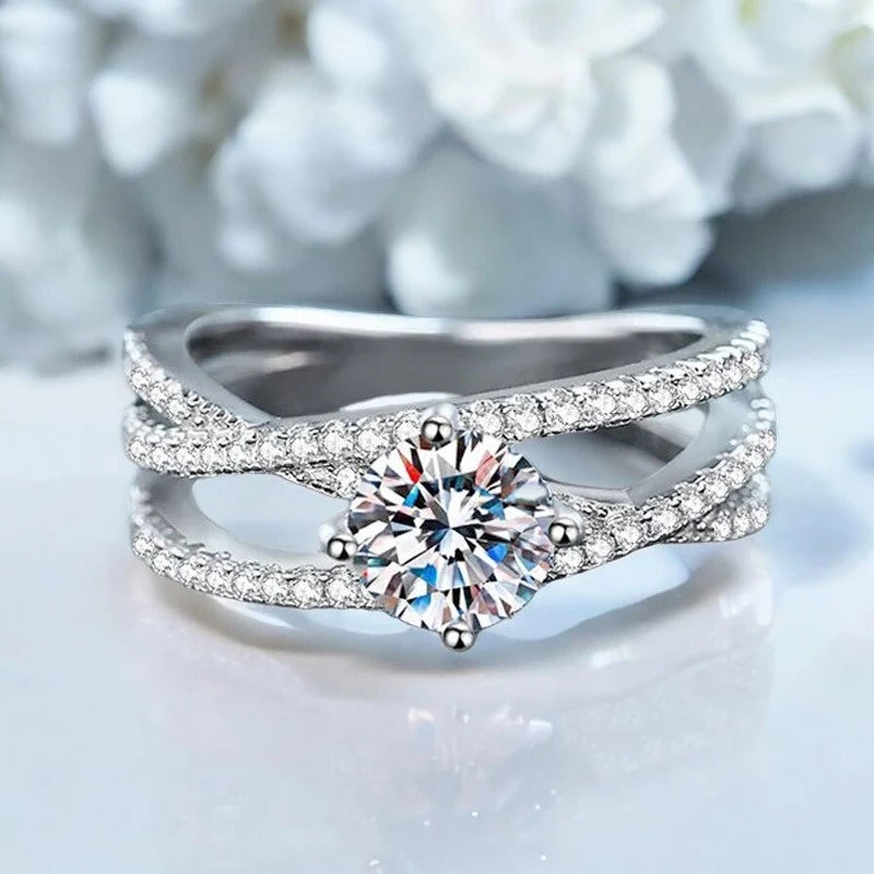 Sparkling Real D Color 1CT Moissanite Ring - Ornalux