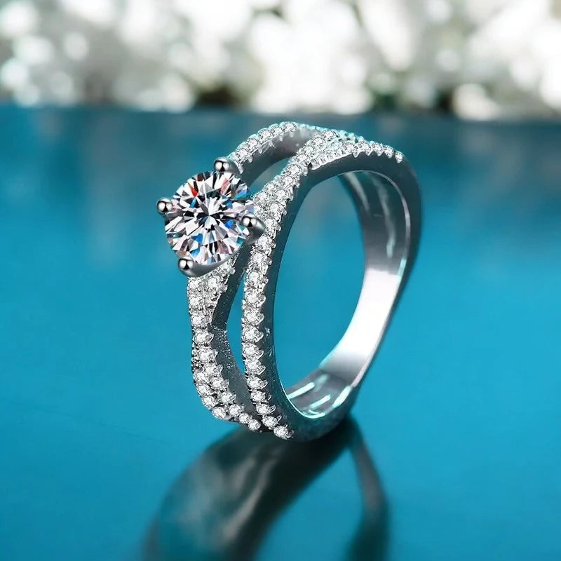 Sparkling Real D Color 1CT Moissanite Ring - Ornalux