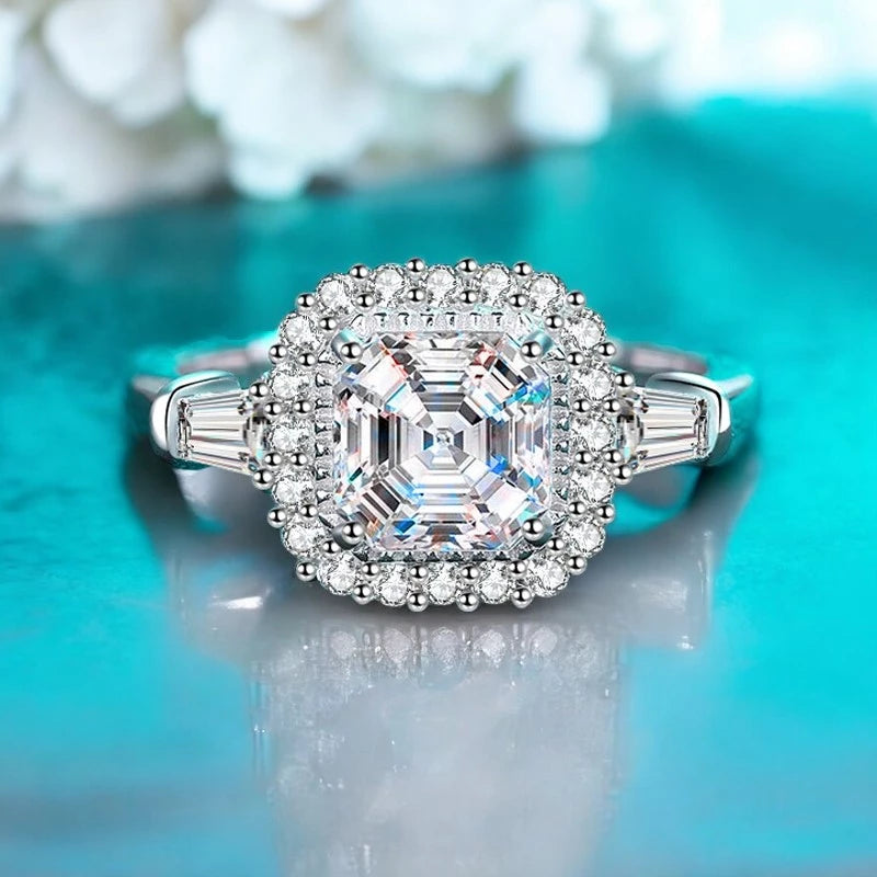 Luxury 2Ct Asscher Cut Moissanite Ring - Ornalux