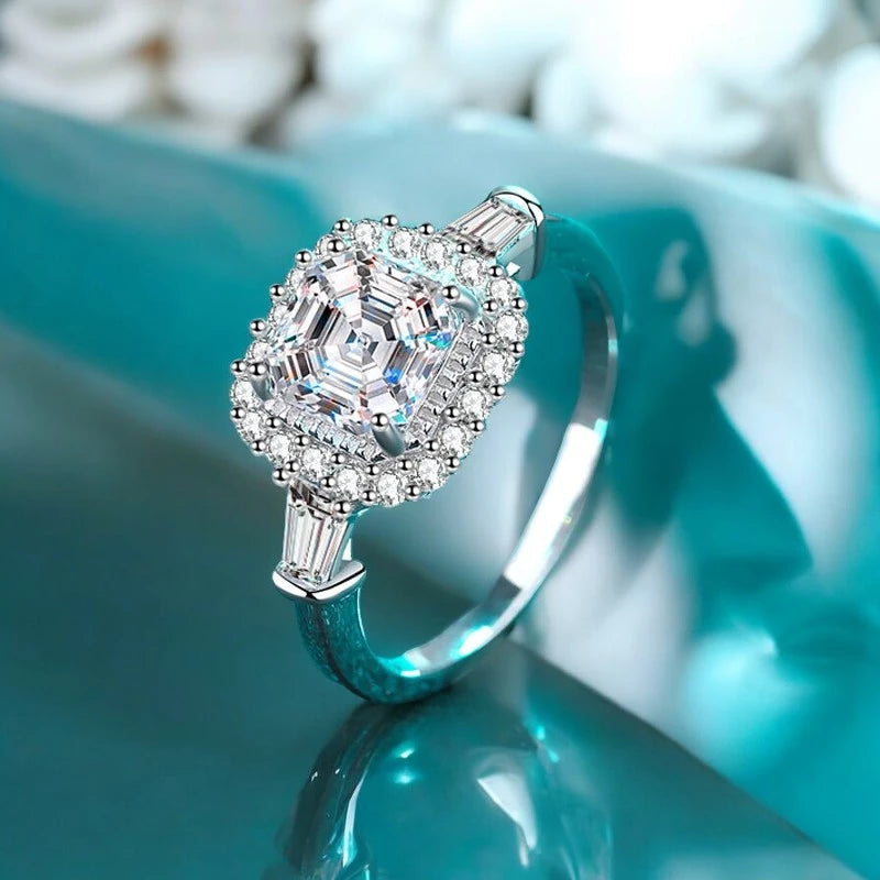 Luxury 2Ct Asscher Cut Moissanite Ring - Ornalux