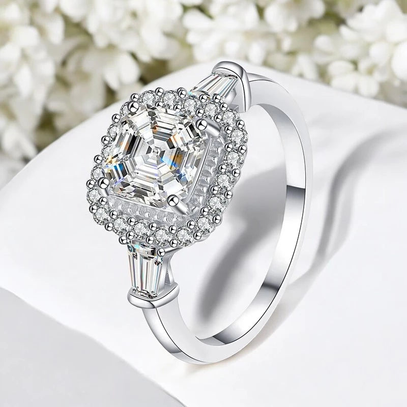Luxury 2Ct Asscher Cut Moissanite Ring - Ornalux