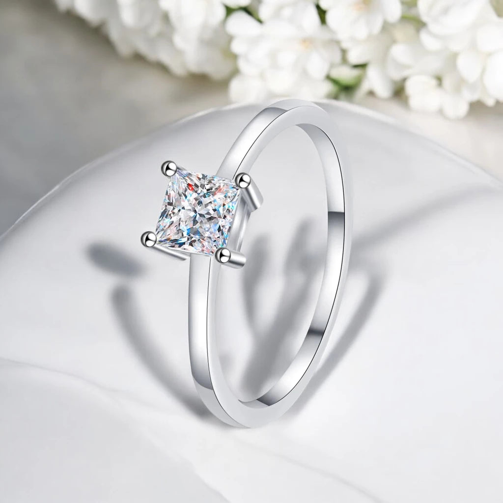 Princess Cut Moissanite Solitaire Ring - 4.5mm - Ornalux