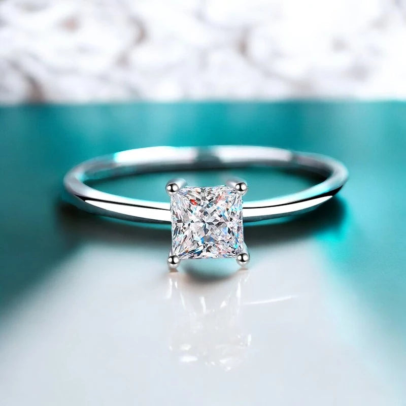 Princess Cut Moissanite Solitaire Ring - 4.5mm - Ornalux