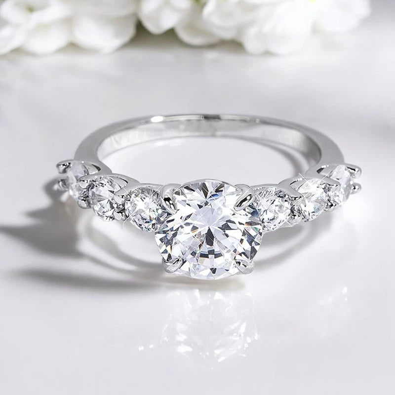 Certified 3.2CTTW Moissanite Engagement Ring - Ornalux