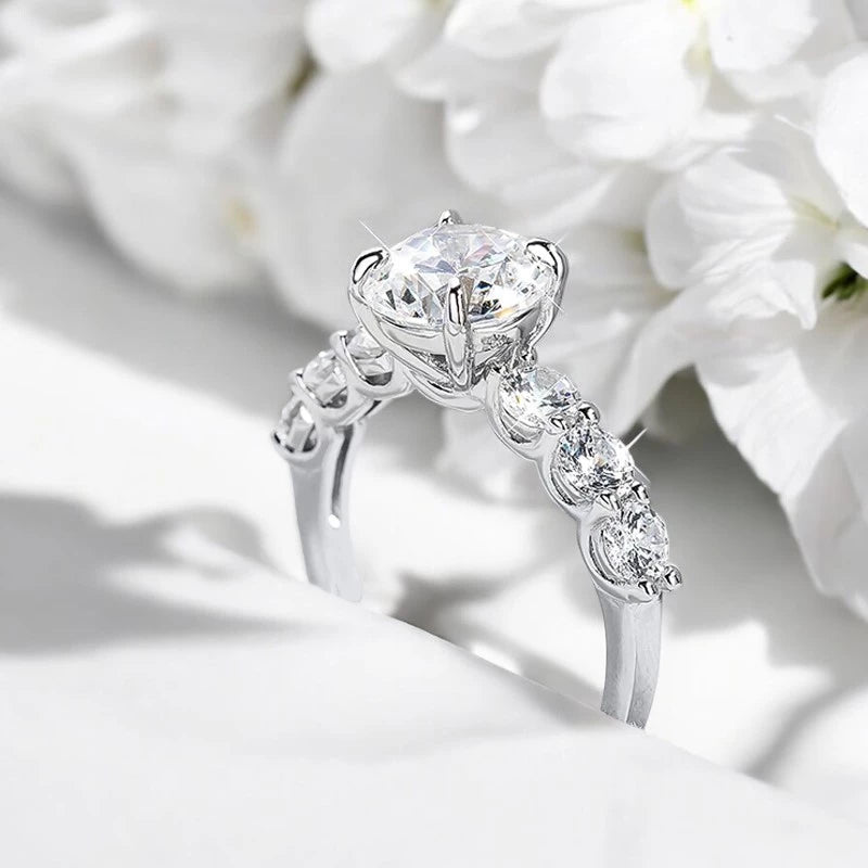 Certified 3.2CTTW Moissanite Engagement Ring - Ornalux