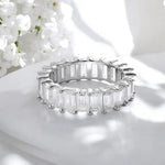 8.1cttw Emerald Cut Moissanite Ring Eternity Bands - Ornalux