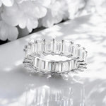 8.1cttw Emerald Cut Moissanite Ring Eternity Bands - Ornalux