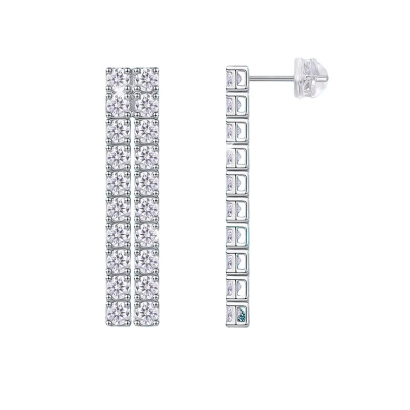 4CTTW Real Moissanite Drop Earrings - Long Tassel Dangle - Ornalux