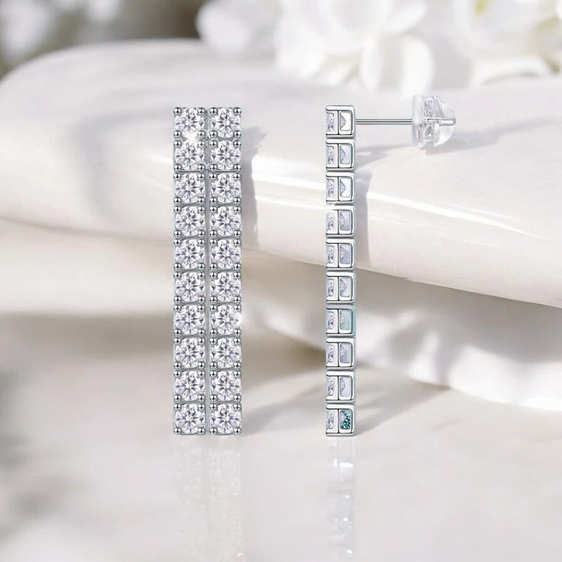 4CTTW Real Moissanite Drop Earrings - Long Tassel Dangle - Ornalux