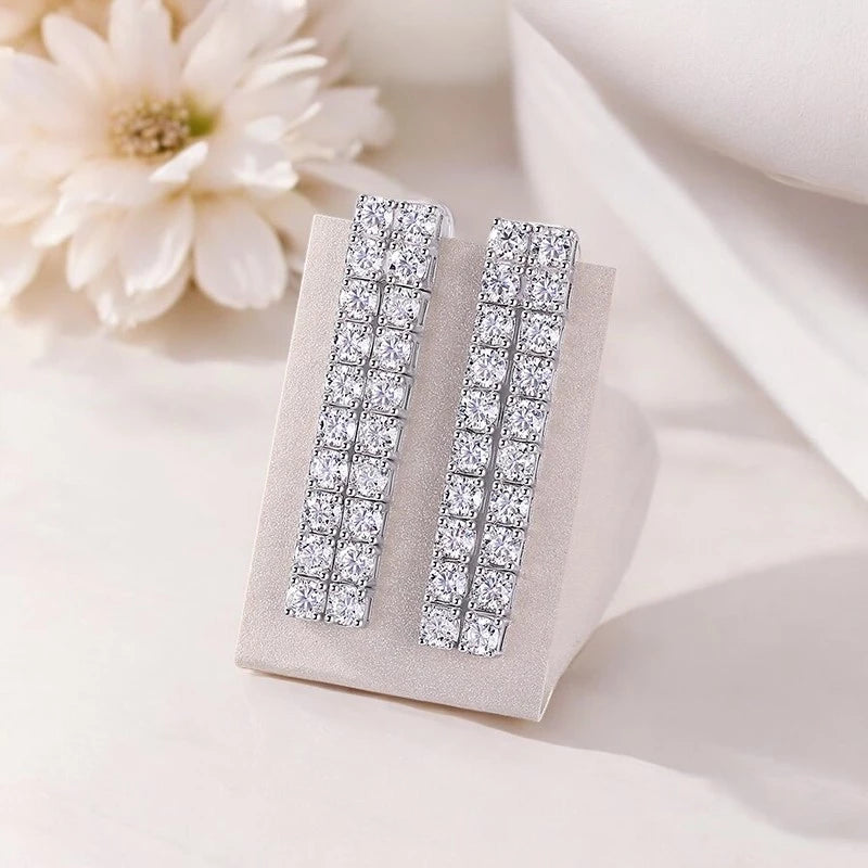 4CTTW Real Moissanite Drop Earrings - Long Tassel Dangle - Ornalux