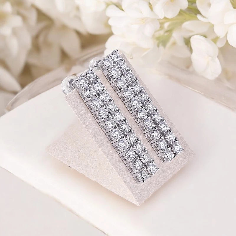 4CTTW Real Moissanite Drop Earrings - Long Tassel Dangle - Ornalux