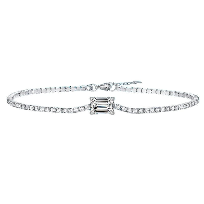 Luxury 1Ct Emerald Cut Moissanite Tennis Bracelet - Ornalux