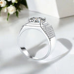 Luxury Moissanite Men's Ring - Brilliant Halo Wedding Ring - Ornalux