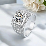 Luxury Moissanite Men's Ring - Brilliant Halo Wedding Ring - Ornalux
