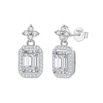 Vintage Style Emerald Cut Moissanite Drop Earrings - Ornalux