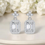Vintage Style Emerald Cut Moissanite Drop Earrings - Ornalux