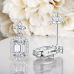 Vintage Style Emerald Cut Moissanite Drop Earrings - Ornalux