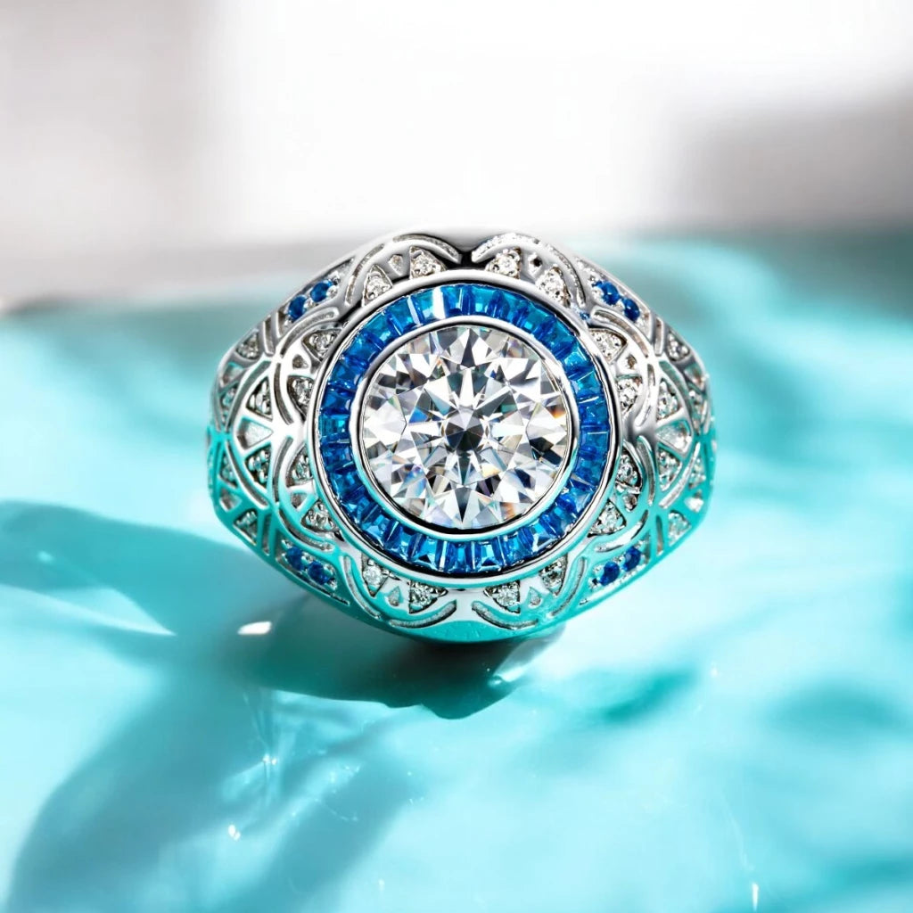 Vintage Men's Moissanite Engagement Ring - Ornalux