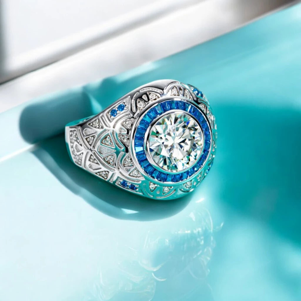 Vintage Men's Moissanite Engagement Ring - Ornalux