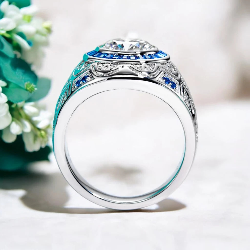 Vintage Men's Moissanite Engagement Ring - Ornalux