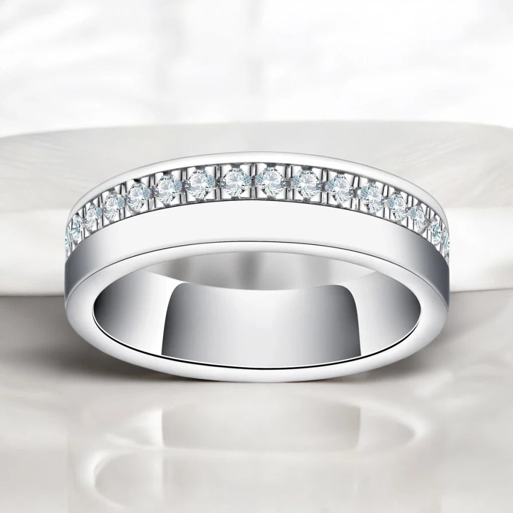 D Color Moissanite Wedding Band Rings for Men - Ornalux