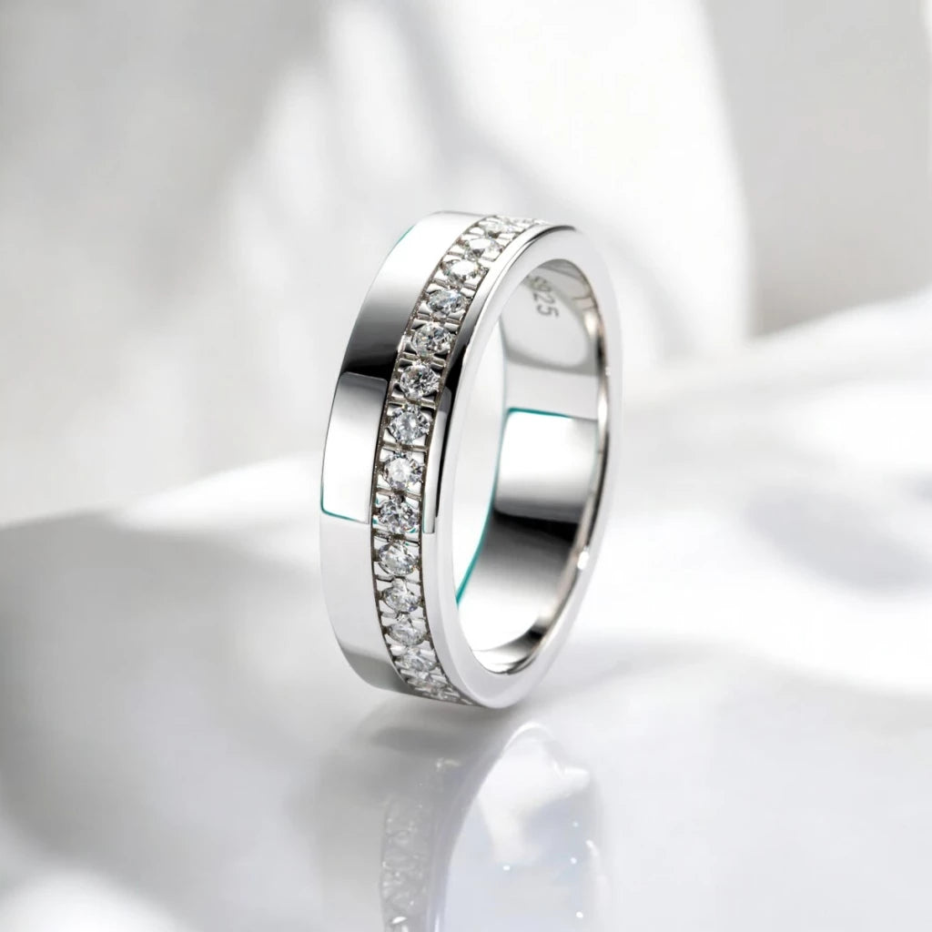 D Color Moissanite Wedding Band Rings for Men - Ornalux