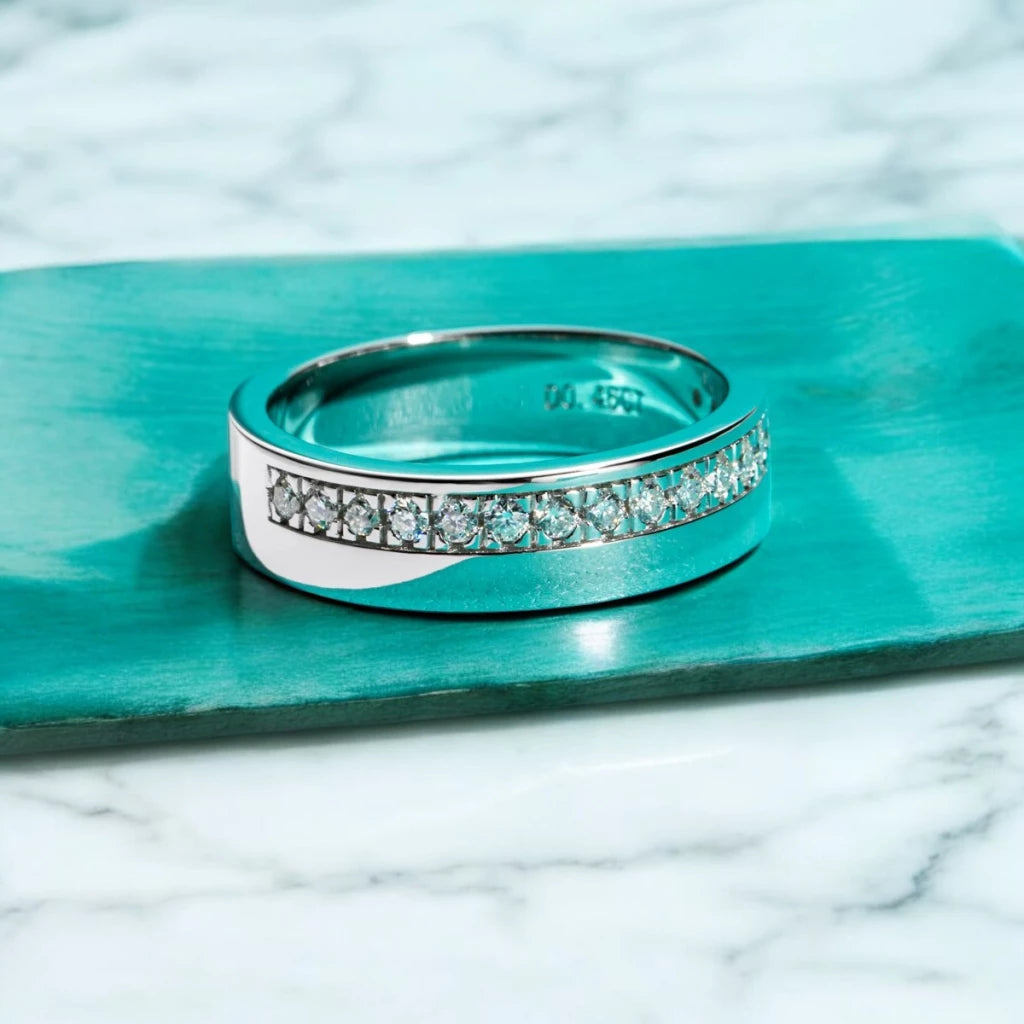 D Color Moissanite Wedding Band Rings for Men - Ornalux