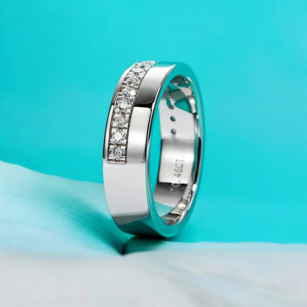 D Color Moissanite Wedding Band Rings for Men - Ornalux