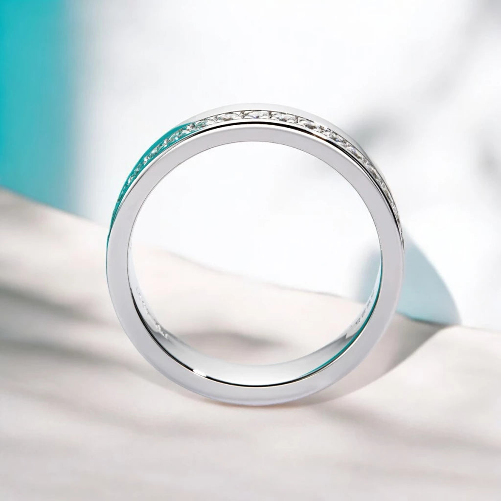 D Color Moissanite Wedding Band Rings for Men - Ornalux