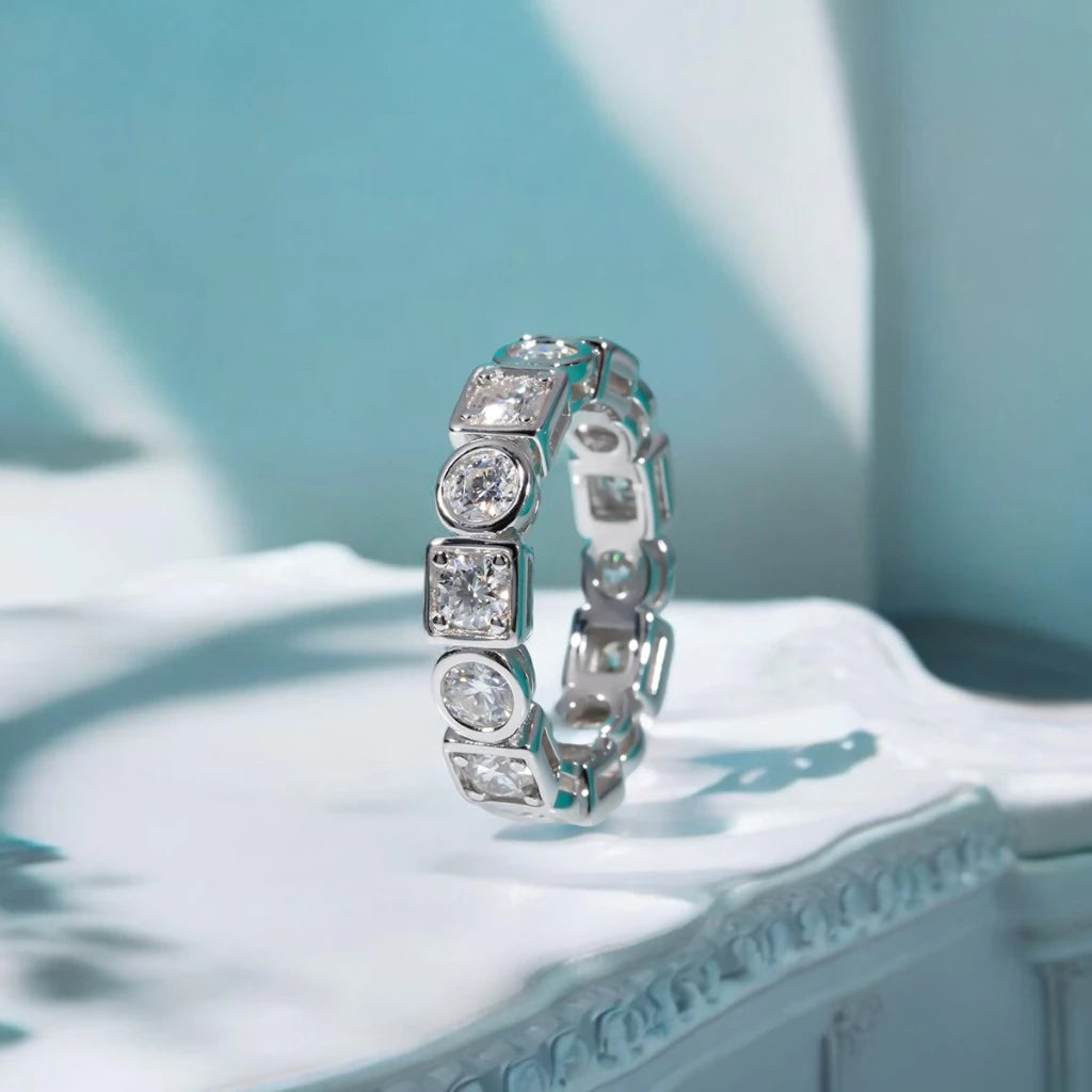 3.5mm D Color Moissanite Wedding Band - Ornalux