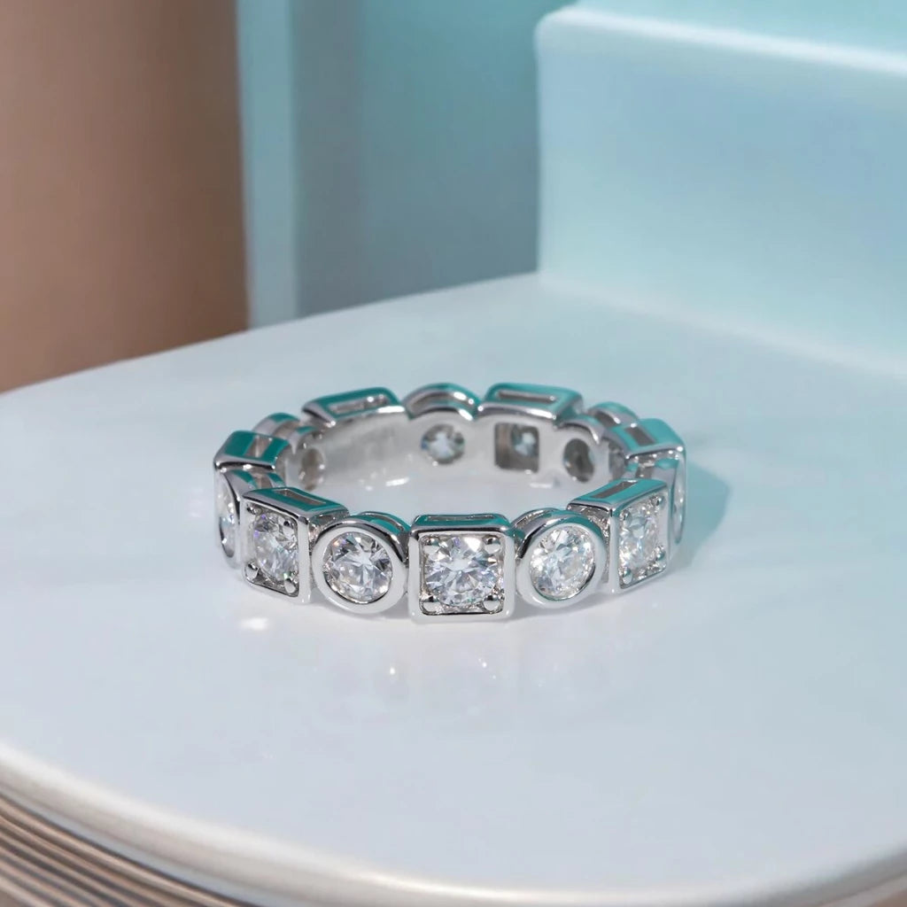 3.5mm D Color Moissanite Wedding Band - Ornalux