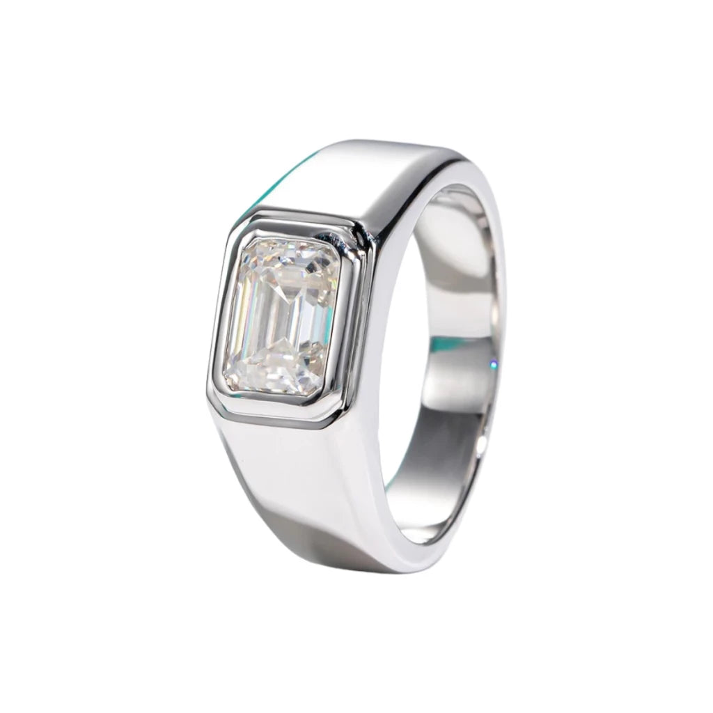 2Ct Emerald Moissanite Men's Ring - Ornalux