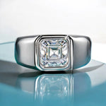 Luxury 3ct Asscher Cut Moissanite Men's Ring - Ornalux