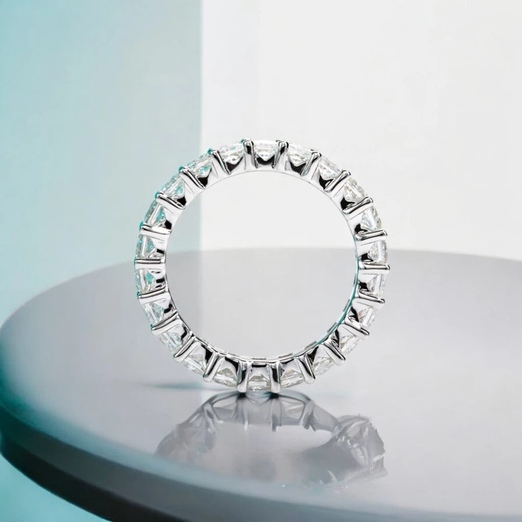 D Color Moissanite Eternity Band - 3mm Princess Cut - Ornalux