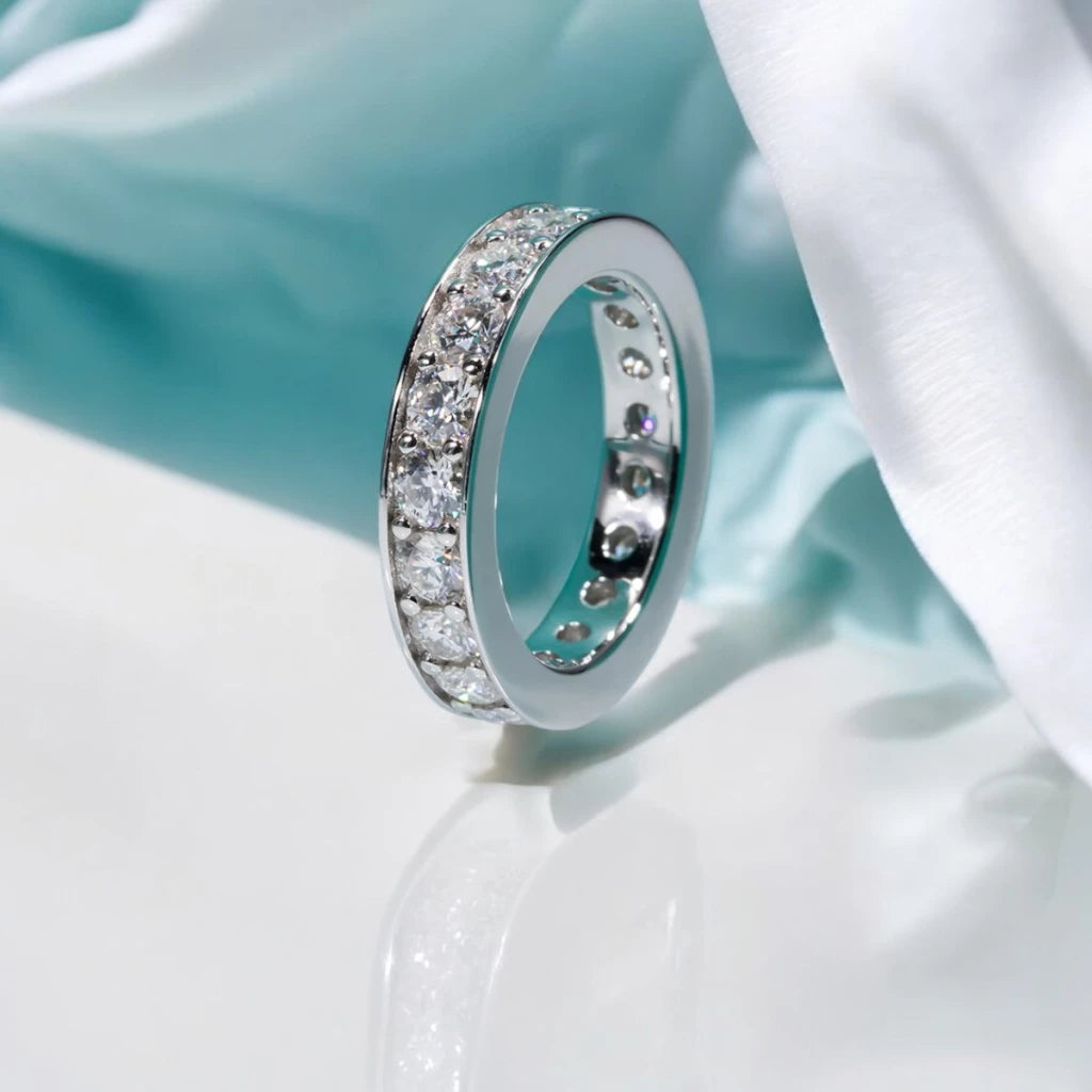 3.5mm D Color Moissanite Eternity Wedding Band - Ornalux