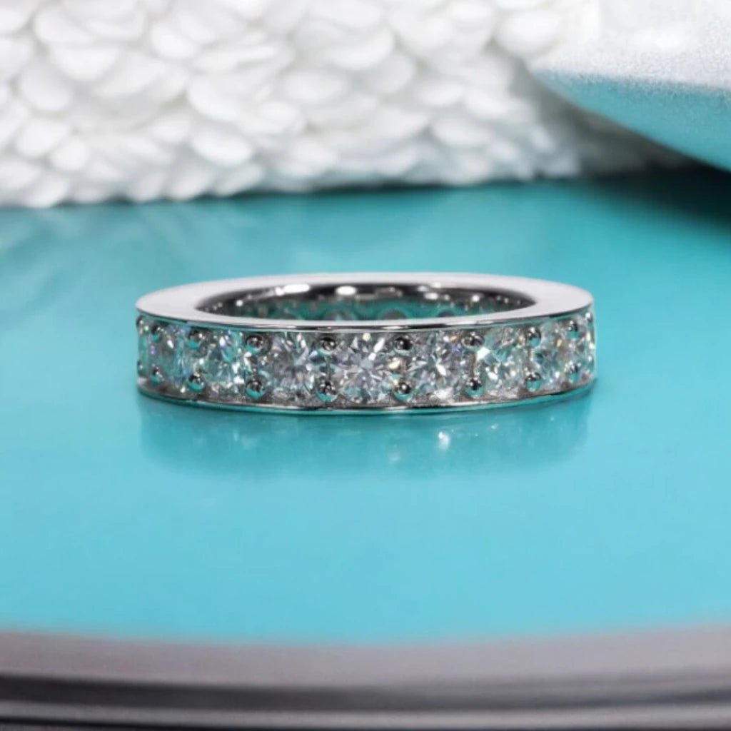 3.5mm D Color Moissanite Eternity Wedding Band - Ornalux