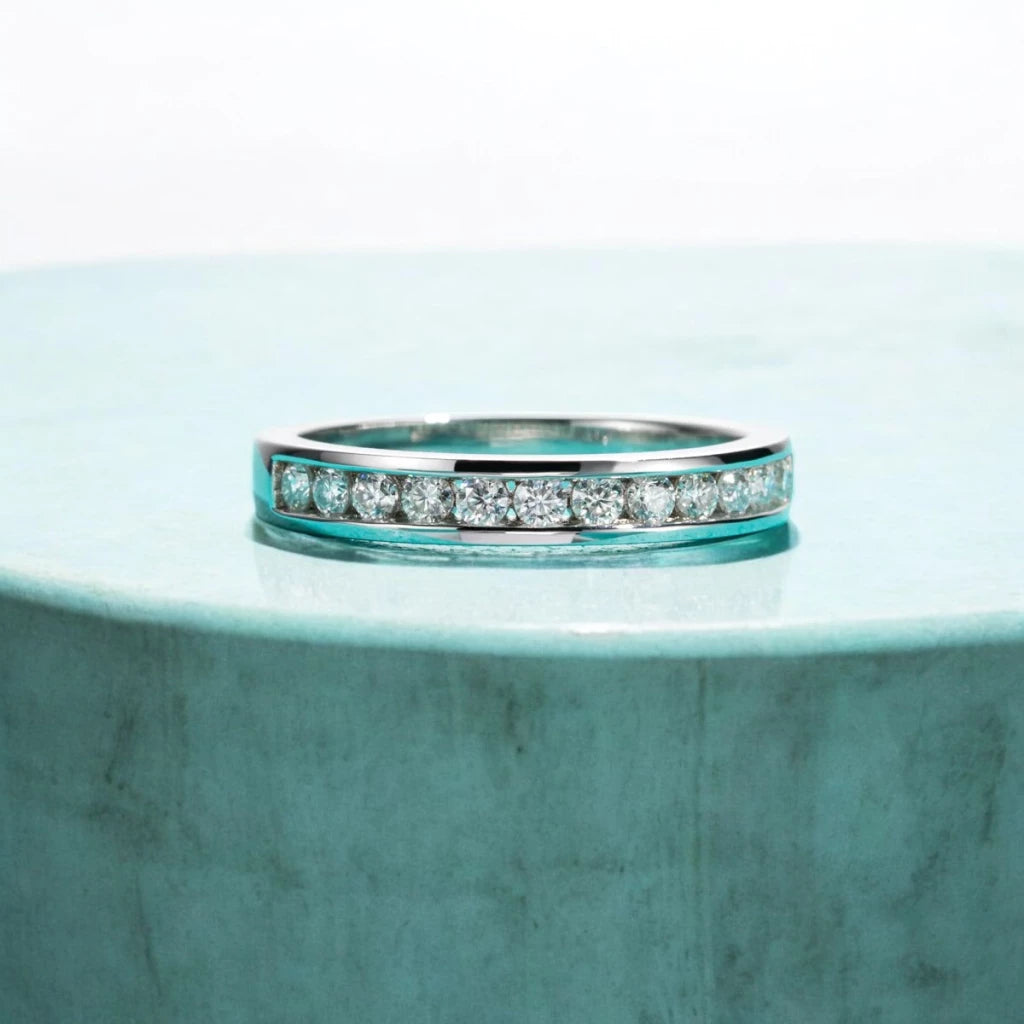 2mm Round Cut Moissanite Wedding Band - Ornalux