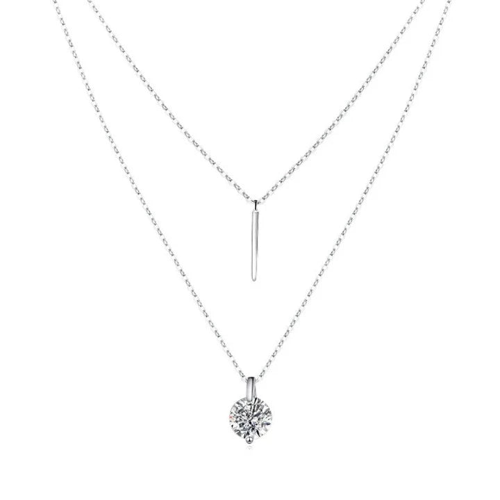 2CT Double Chain VVS Moissanite Necklace - Ornalux