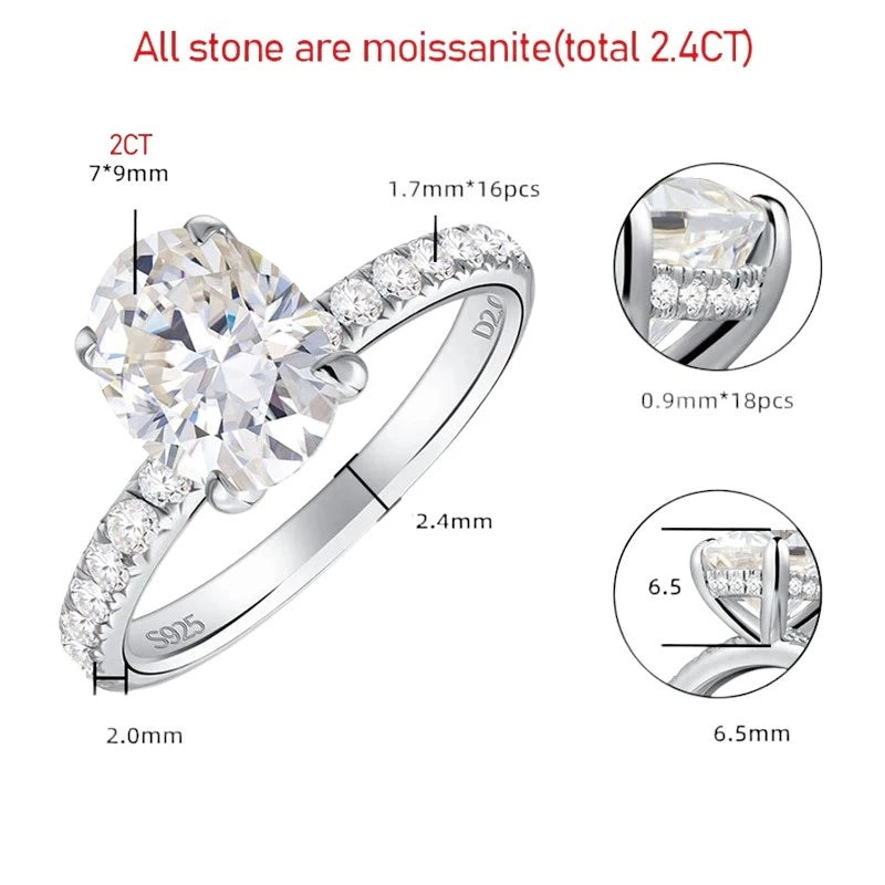 2.4Cttw Oval Cut Moissanite Wedding Ring - Ornalux
