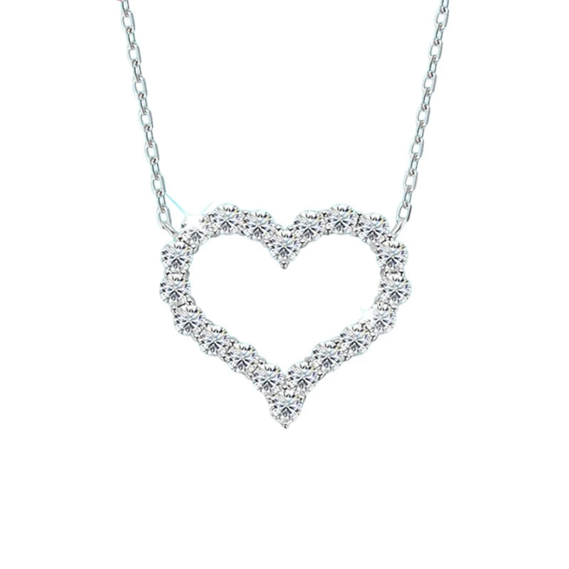 2CT Moissanite Heart Necklace S925 Silver - Ornalux