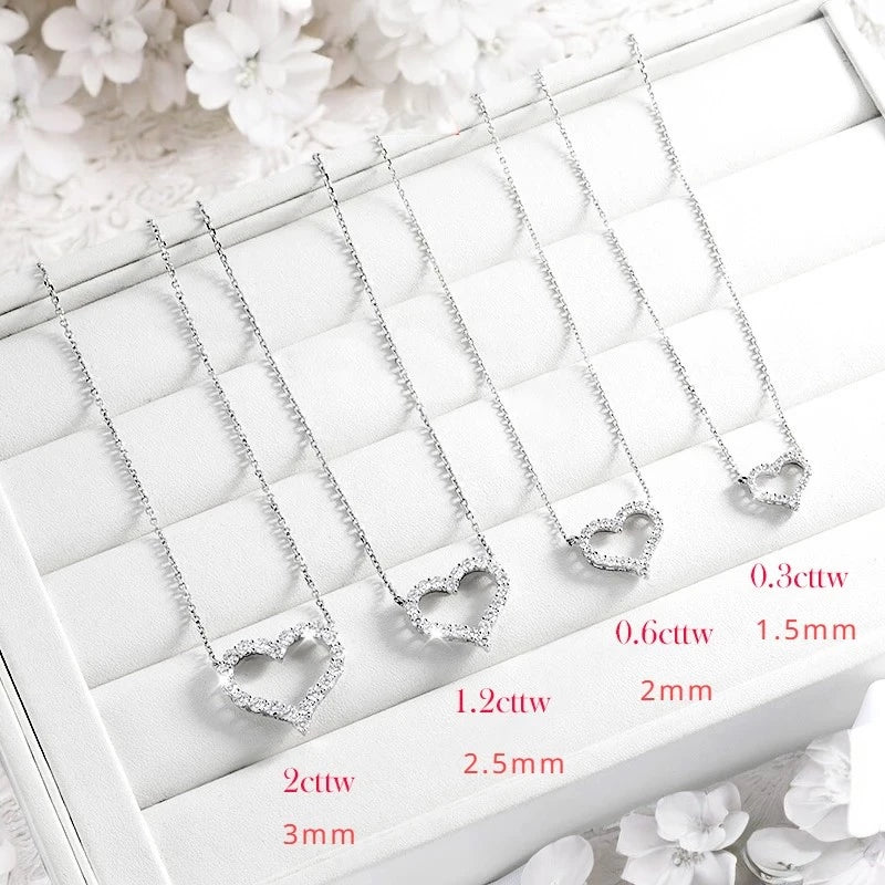 2CT Moissanite Heart Necklace S925 Silver - Ornalux