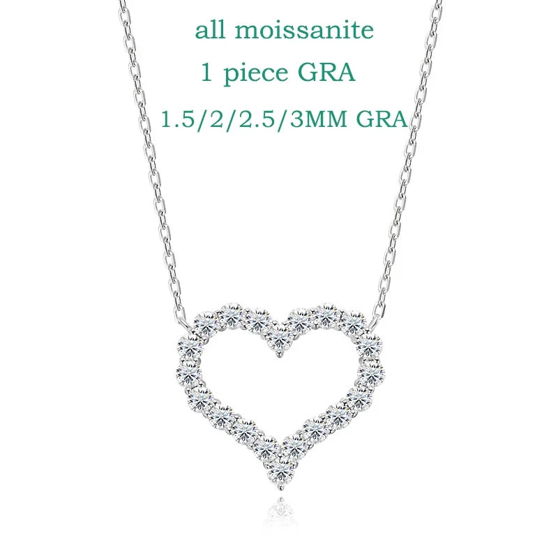 2CT Moissanite Heart Necklace S925 Silver - Ornalux