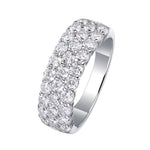 Sparkling Moissanite Ring 3 Row Design Eternity Bands - Ornalux