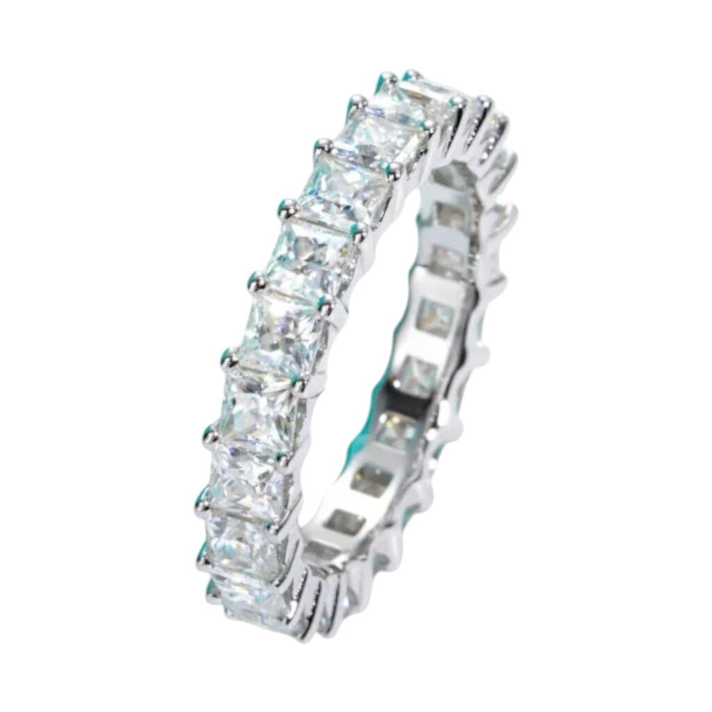 D Color Moissanite Eternity Band - 3mm Princess Cut - Ornalux