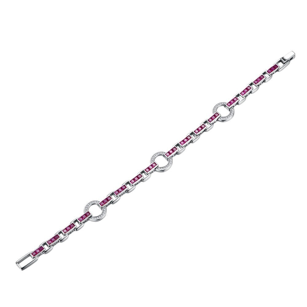 Luxury S925 Sterling Silver Ruby Gemstone Bracelet - Ornalux