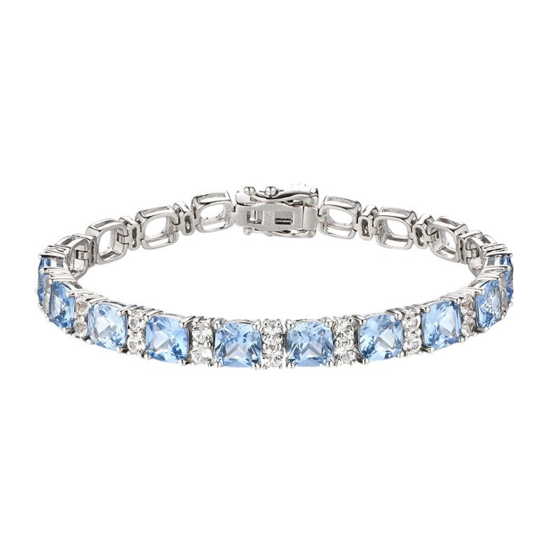 Luxury 925 Silver Blue Spinel Tennis Bracelet - Ornalux
