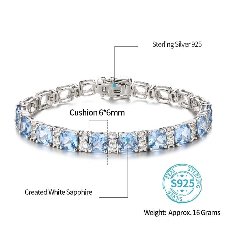 Luxury 925 Silver Blue Spinel Tennis Bracelet - Ornalux