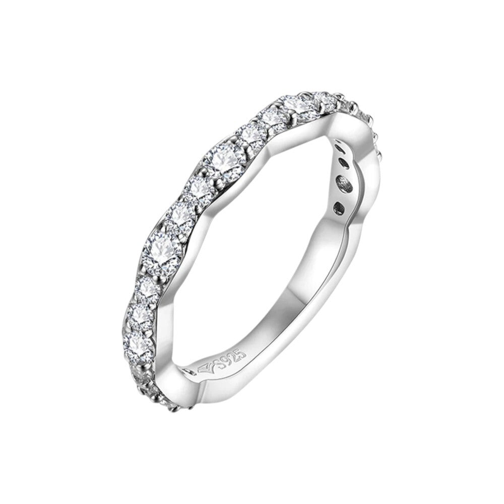 Fashion Moissanite Wedding Band Ring - S925 Silver - Ornalux