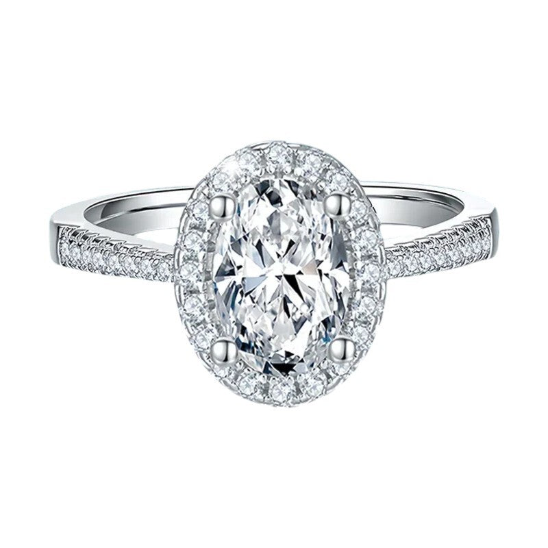 2CT D VVS1 Oval Cut Moissanite Ring - Ornalux